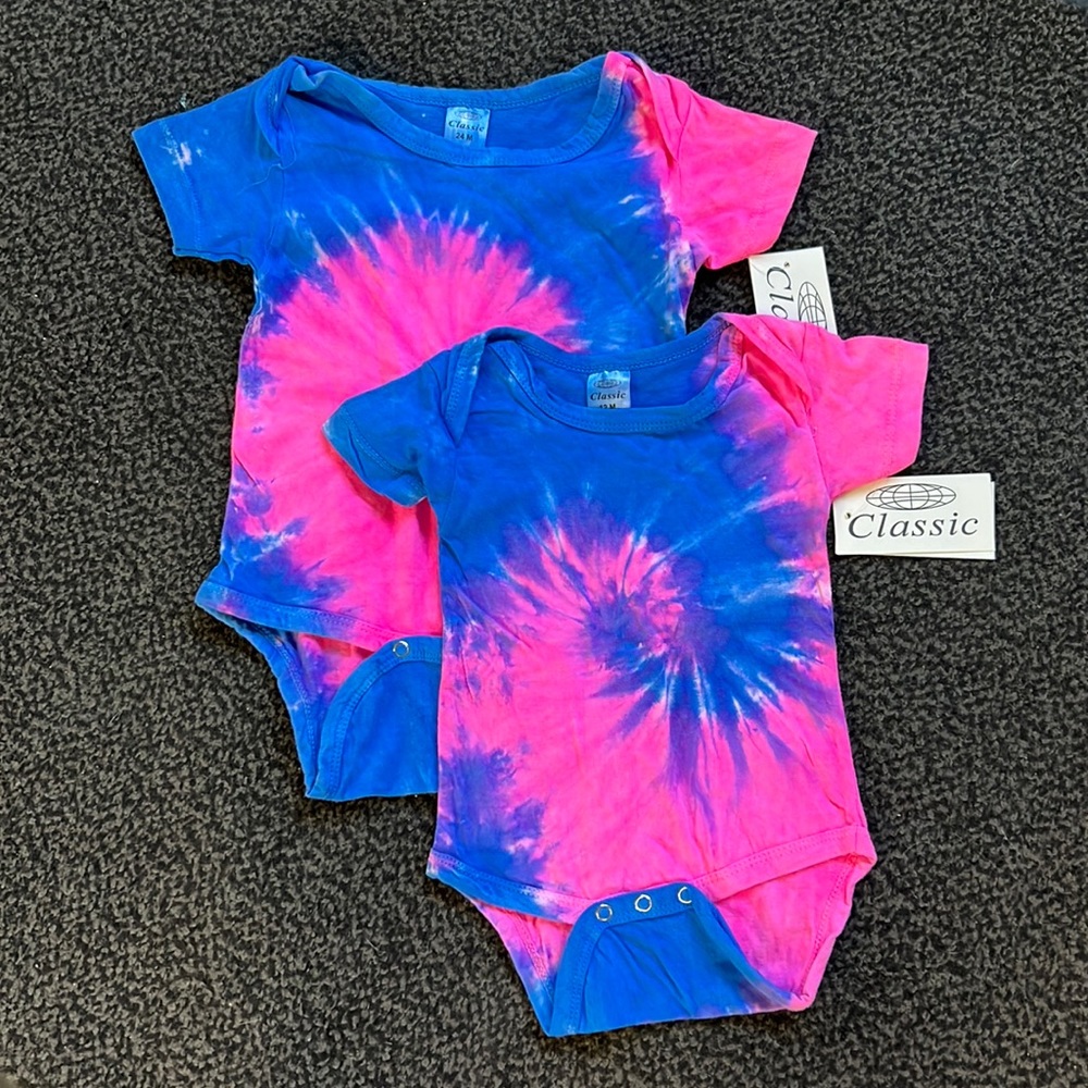 12 & 24 month tie dye onesie set for baby girl.